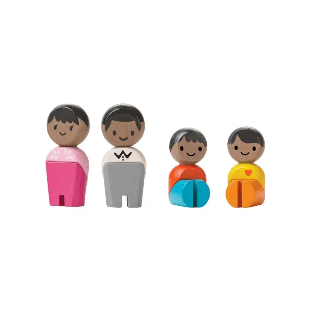 PlanToys Family figurines famille bois peau foncée 4p