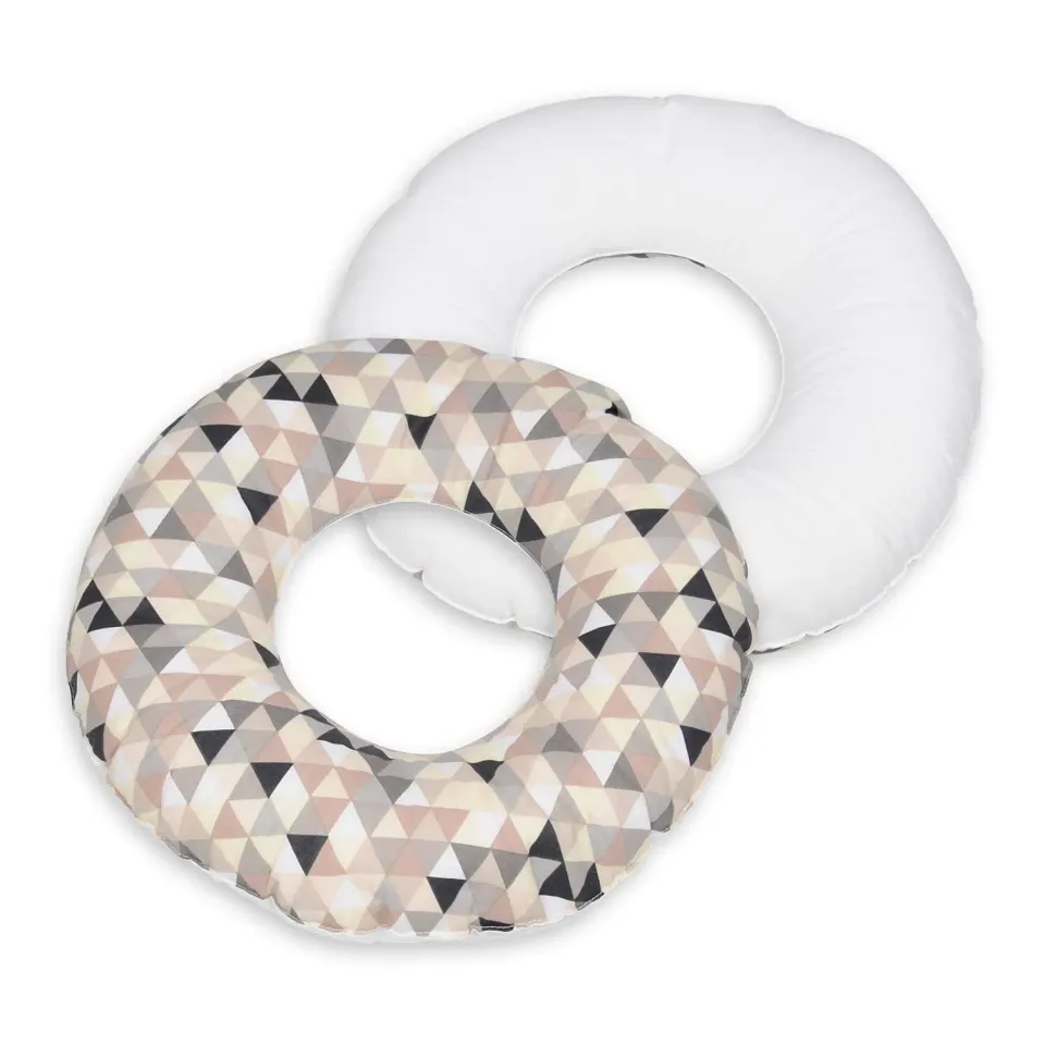Velinda Coussin allaitement Triangles Beiges-Blanc 45 cm