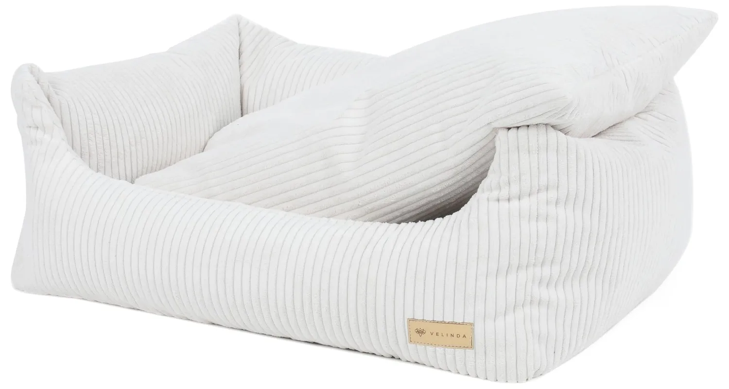 Velinda Lit Chien Velours Côtelé Crème Oreiller