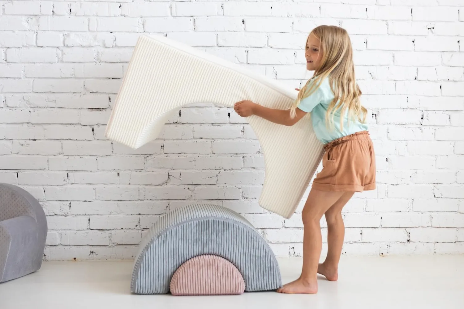 Velinda Arc en Ciel blocs mousse enfant lot 3 gris crème rose