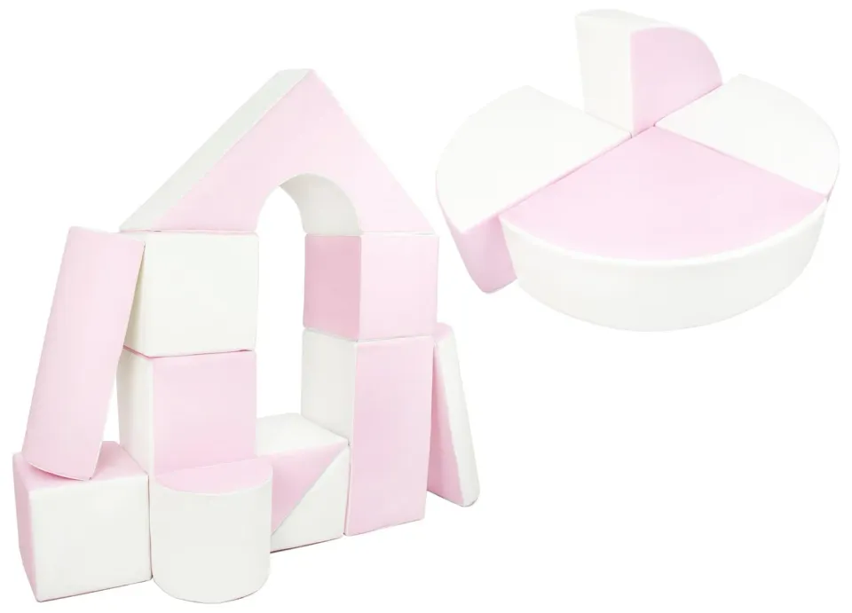 Velinda Blocs Soft Play 15 modules blanc rose pastel
