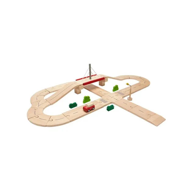 PlanToys Road System circuit bois 34 pièces