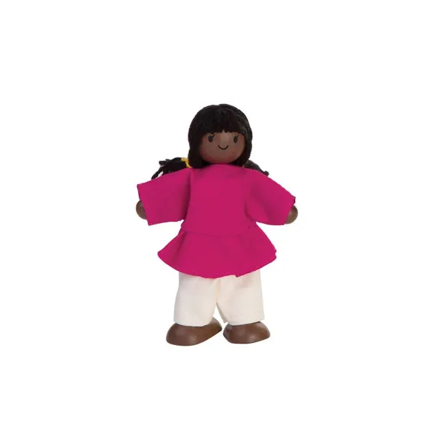 PlanToys Figurine fille maison de poupée peau mate articulée