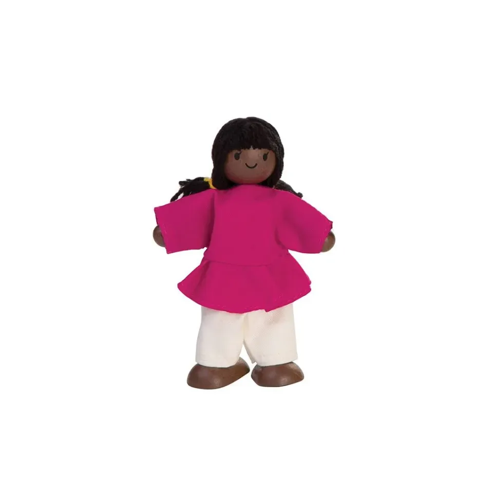 PlanToys Figurine fille maison de poupée peau mate articulée