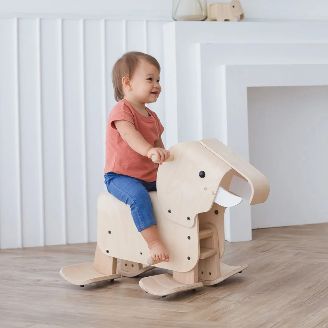 PlanToys Walking Elephant éléphant porteur bois 2 ans+