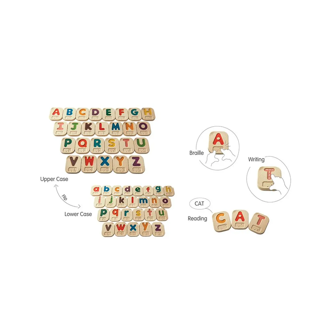 PlanToys Braille Alphabet A-Z lettres bois braille