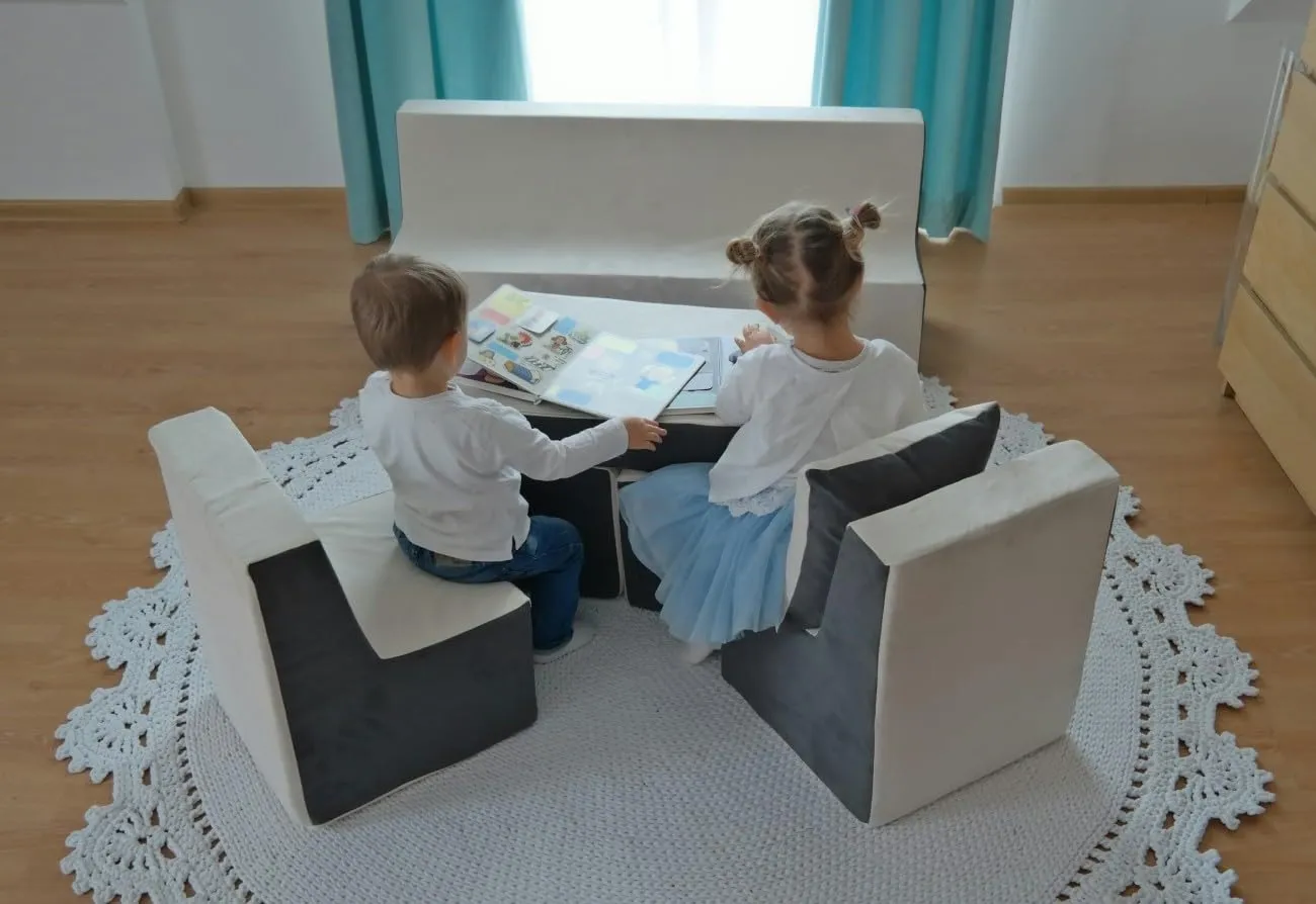 Velinda ensemble canapé enfant beige-gris 4 pièces