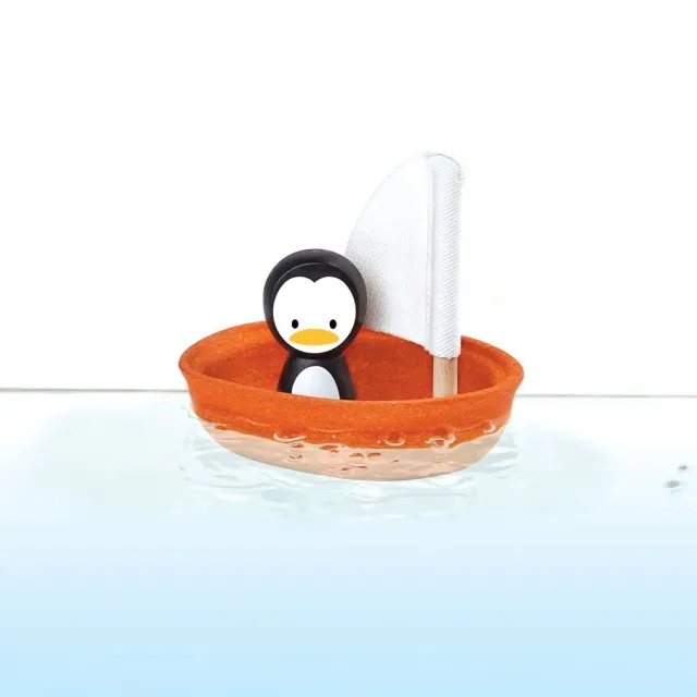 PlanToys Sailing Boat Penguin bateau bain bois 12 mois