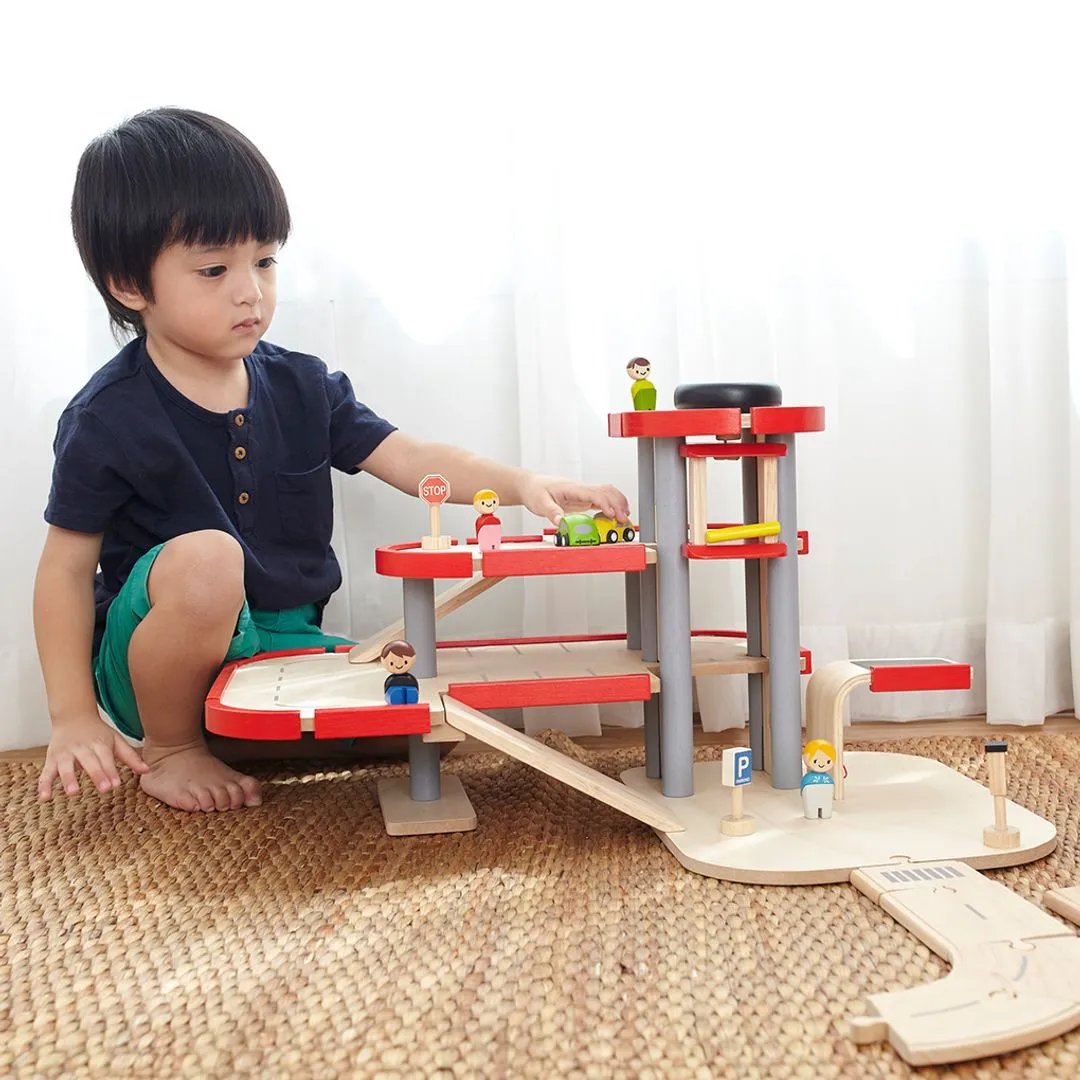 PlanToys Parking Garage garage bois 3 étages dès 3 ans