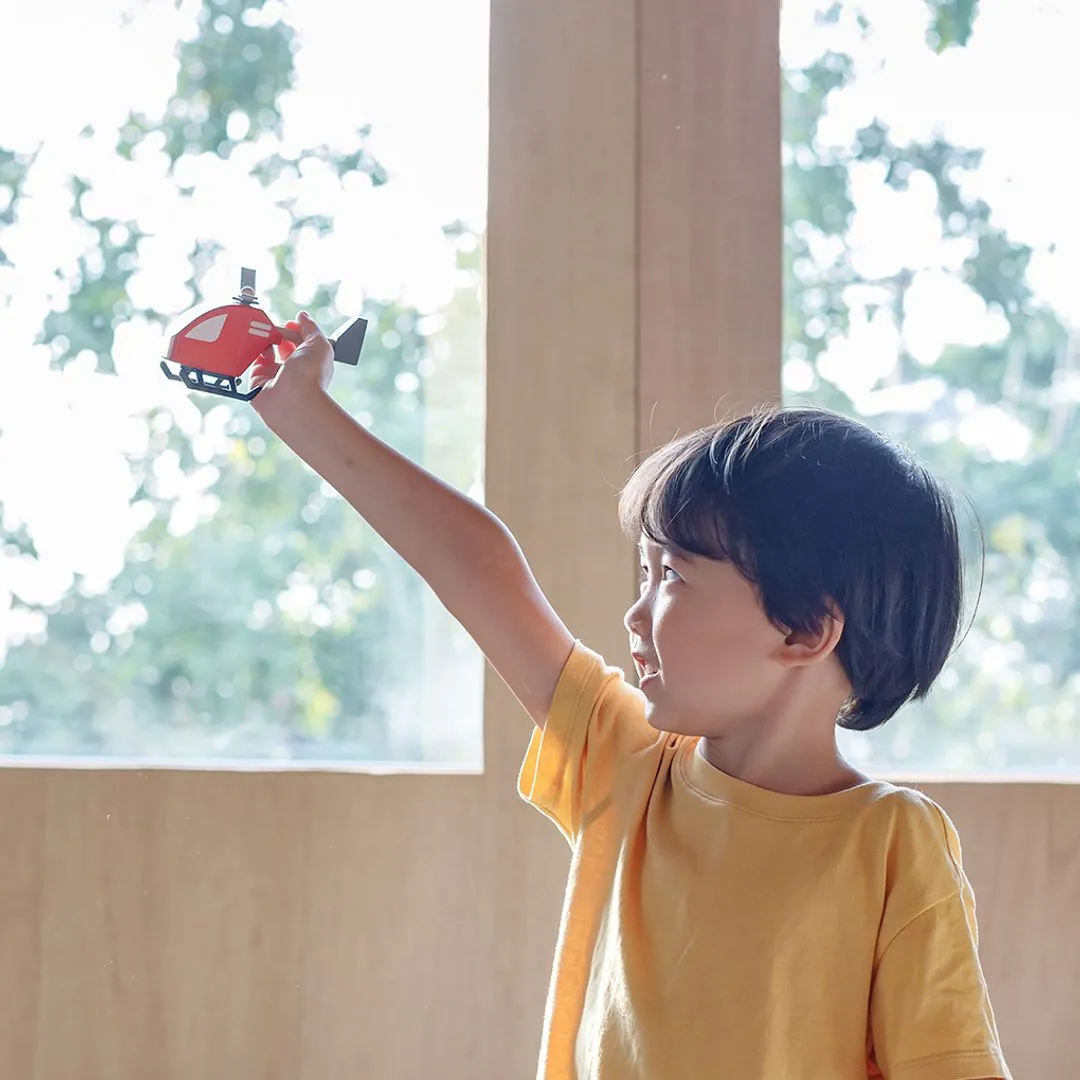 PlanToys Helicopter hélicoptère bois hélices 3 ans