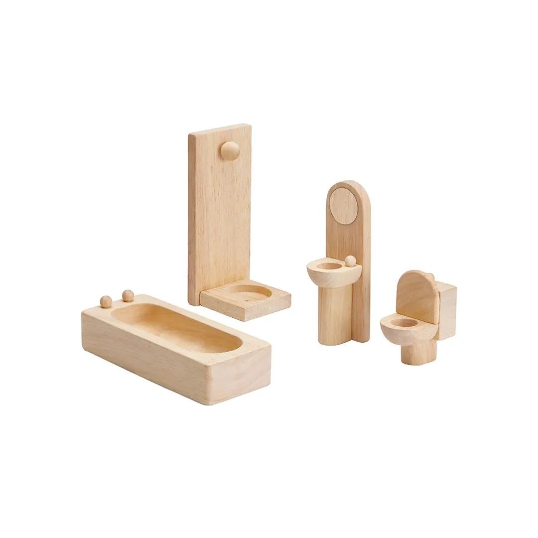 PlanToys Bathroom Classic salle de bain poupée bois 4 pièces