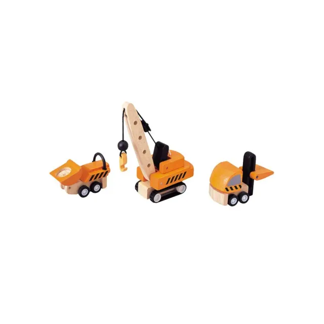 PlanToys Construction Vehicles véhicules chantier bois x3
