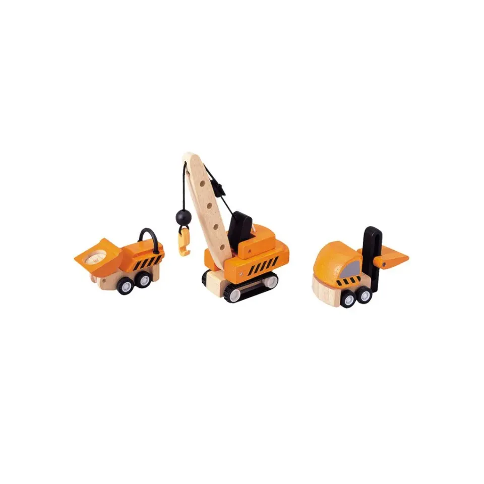 PlanToys Construction Vehicles véhicules chantier bois x3