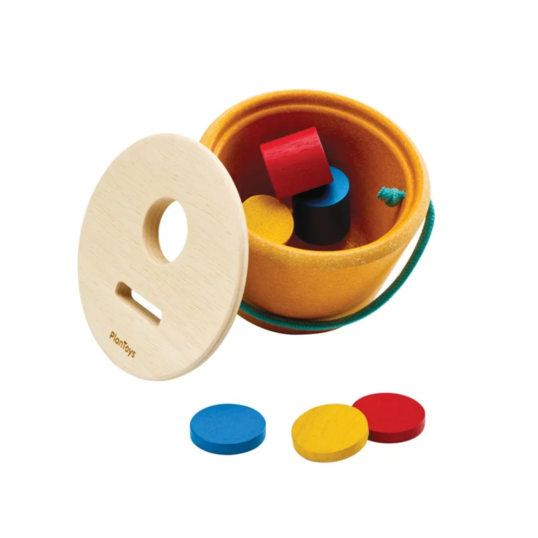 PlanToys Drop & Fit Bucket seau formes bois 12 mois
