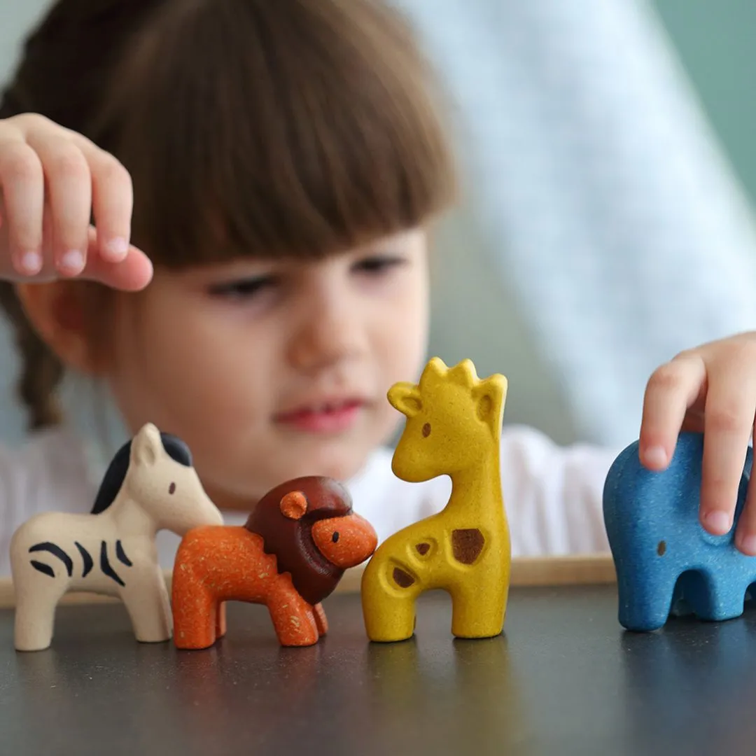 PlanToys Wild Animals Set 4 figurines bois jungle
