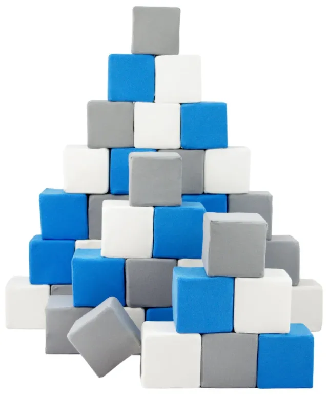 Velinda Pyramide lot 45 blocs mousse blanc bleu gris construction