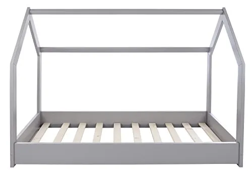 Velinda Lit Maison Cabane 2 en 1 Bois Gris 160x80 cm