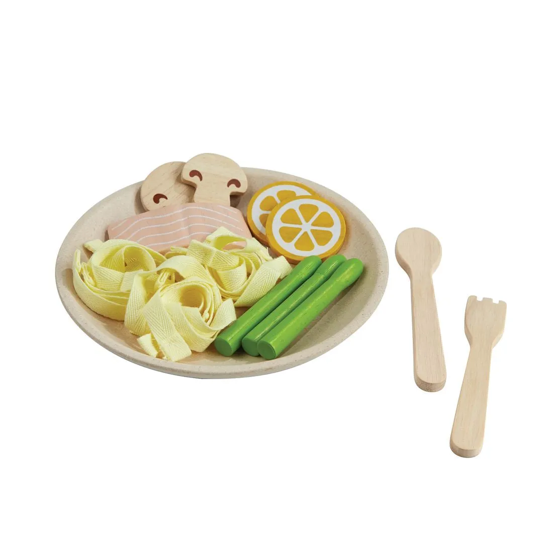 PlanToys Pasta dinette pâtes bois saumon dès 2 ans