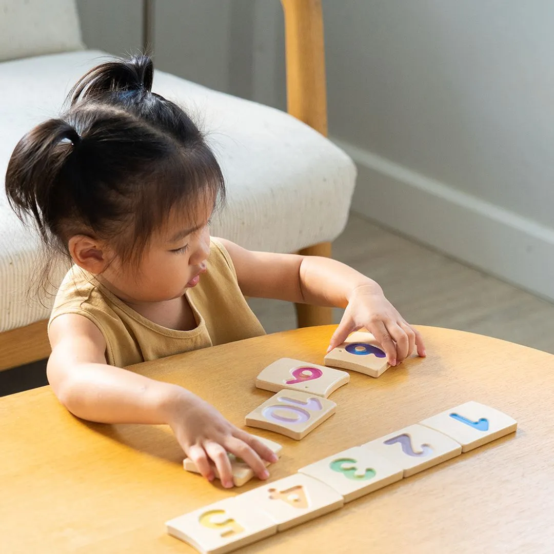 PlanToys Number 1-10 tuiles chiffres bois 20 pièces