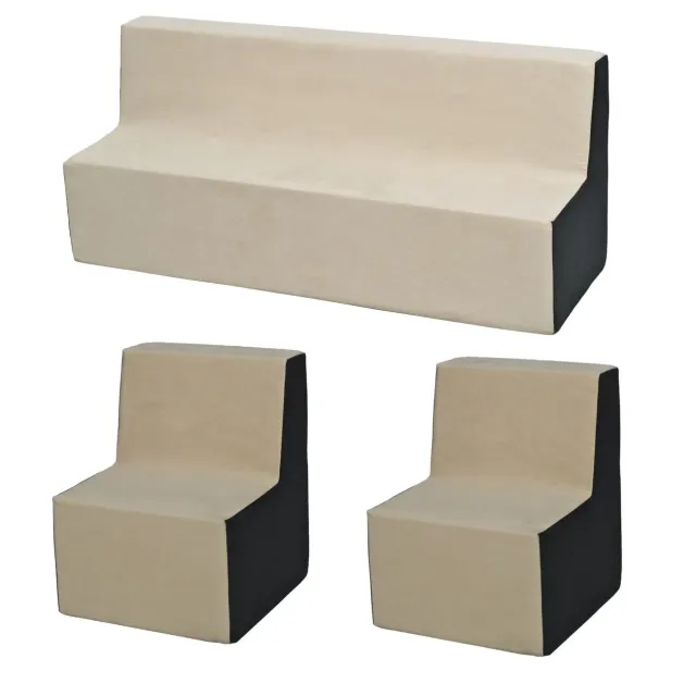 Velinda ensemble canapé + 2 fauteuils enfant beige-gris
