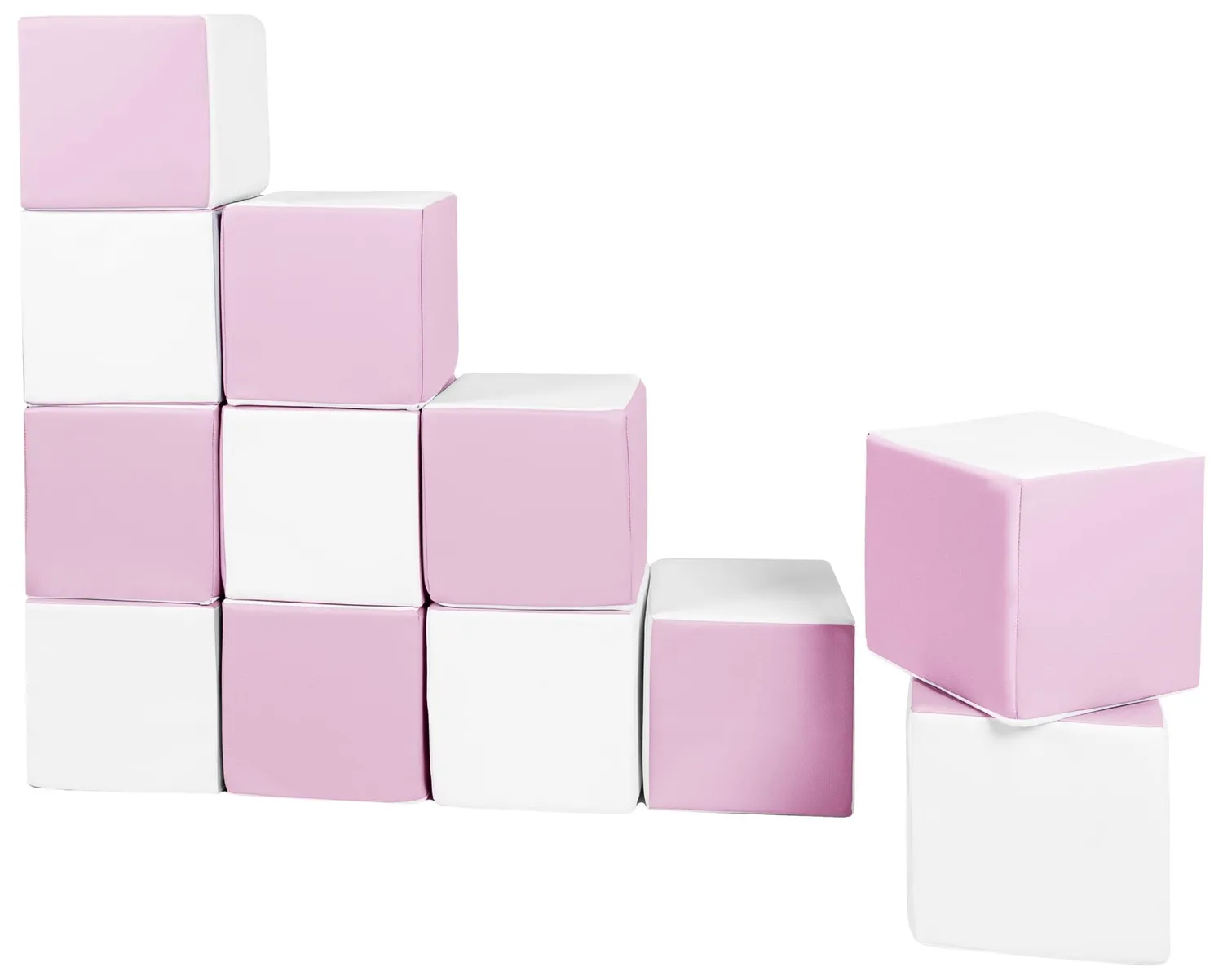 Velinda Cubes Lot de 12 Blocs Mousse Blanc Rose Pastel Crèche