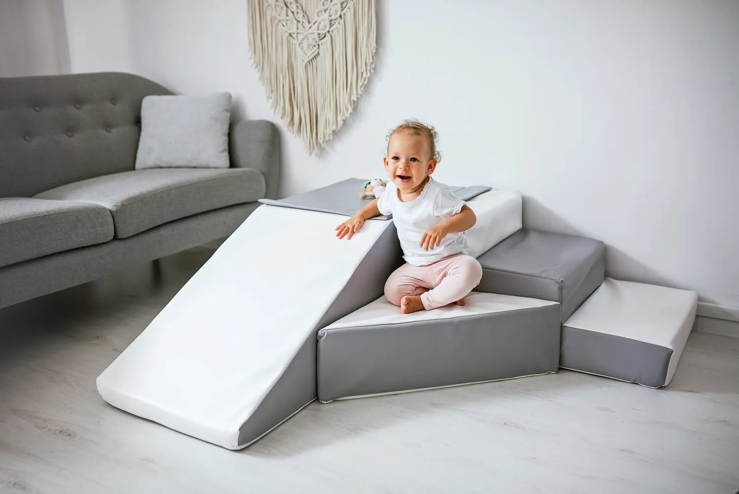 Velinda Set 4 blocs mousse Blanc-Rose Clair-Gris