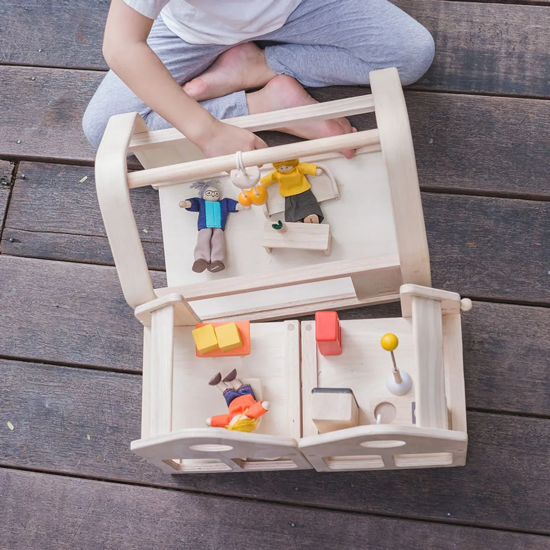 PlanToys Slide N Go Dollhouse maison poupée 20 pièces bois
