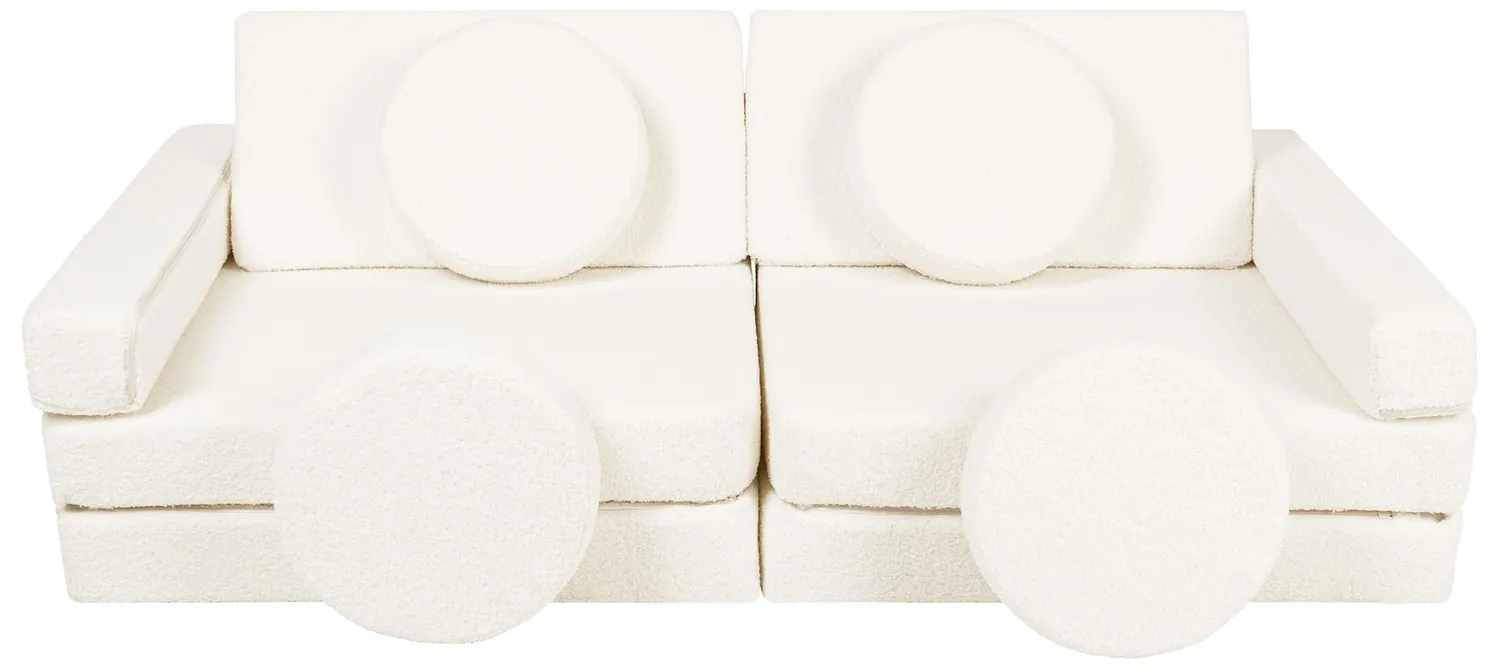 Velinda canapé bouclé modulaire menthe mousse enfant