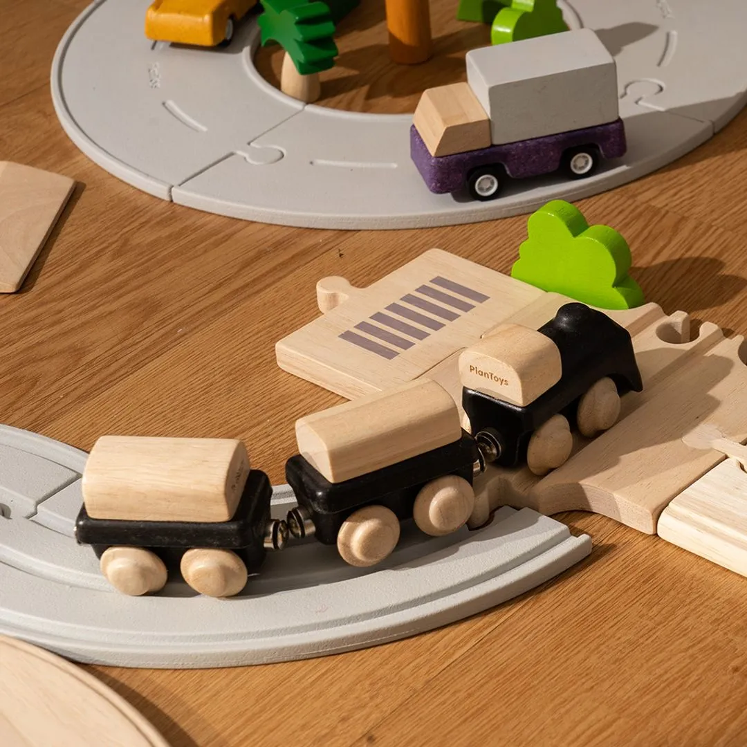 PlanToys Classic Train petit train bois 3 wagons