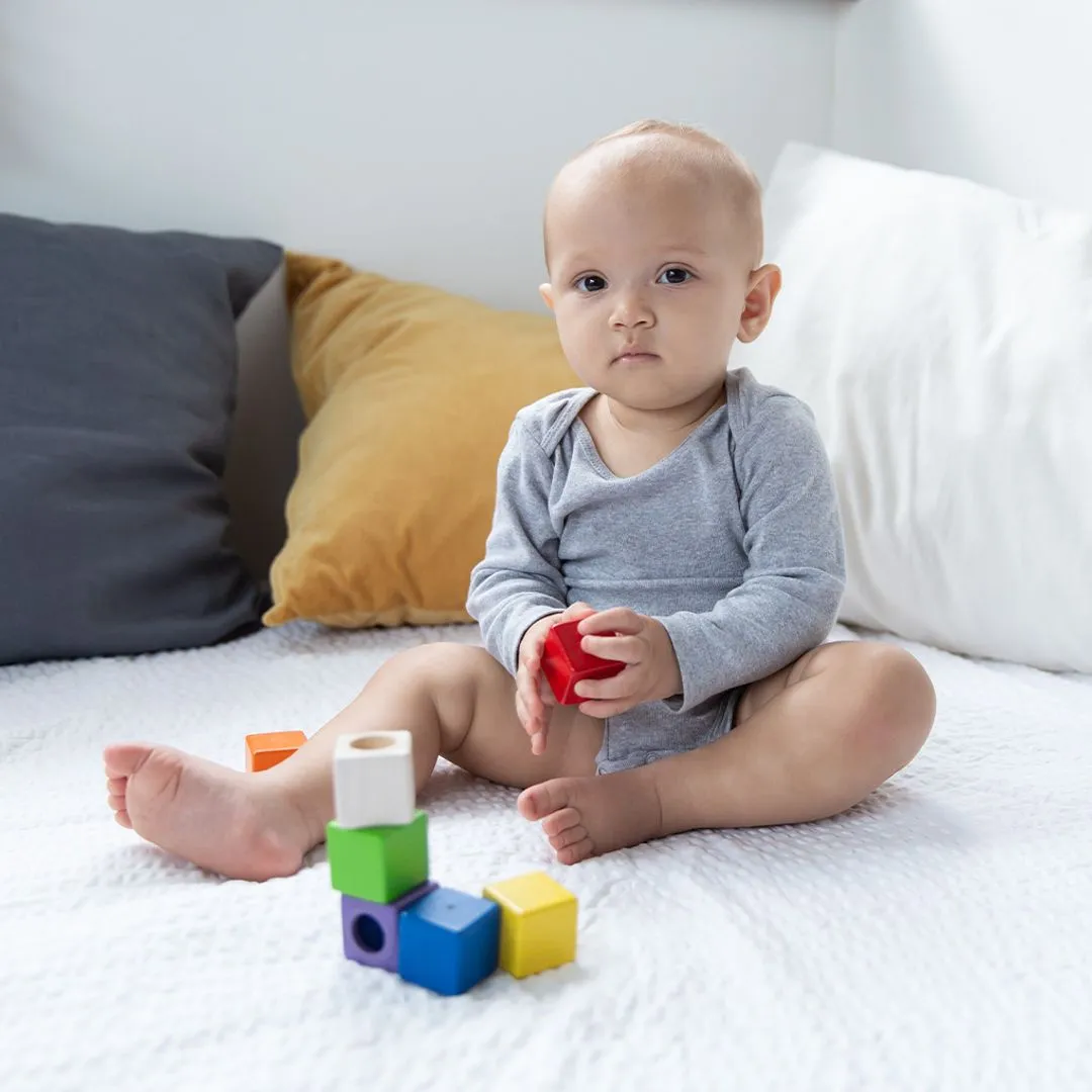 PlanToys Activity Blocks cubes sensoriels bois 12 mois