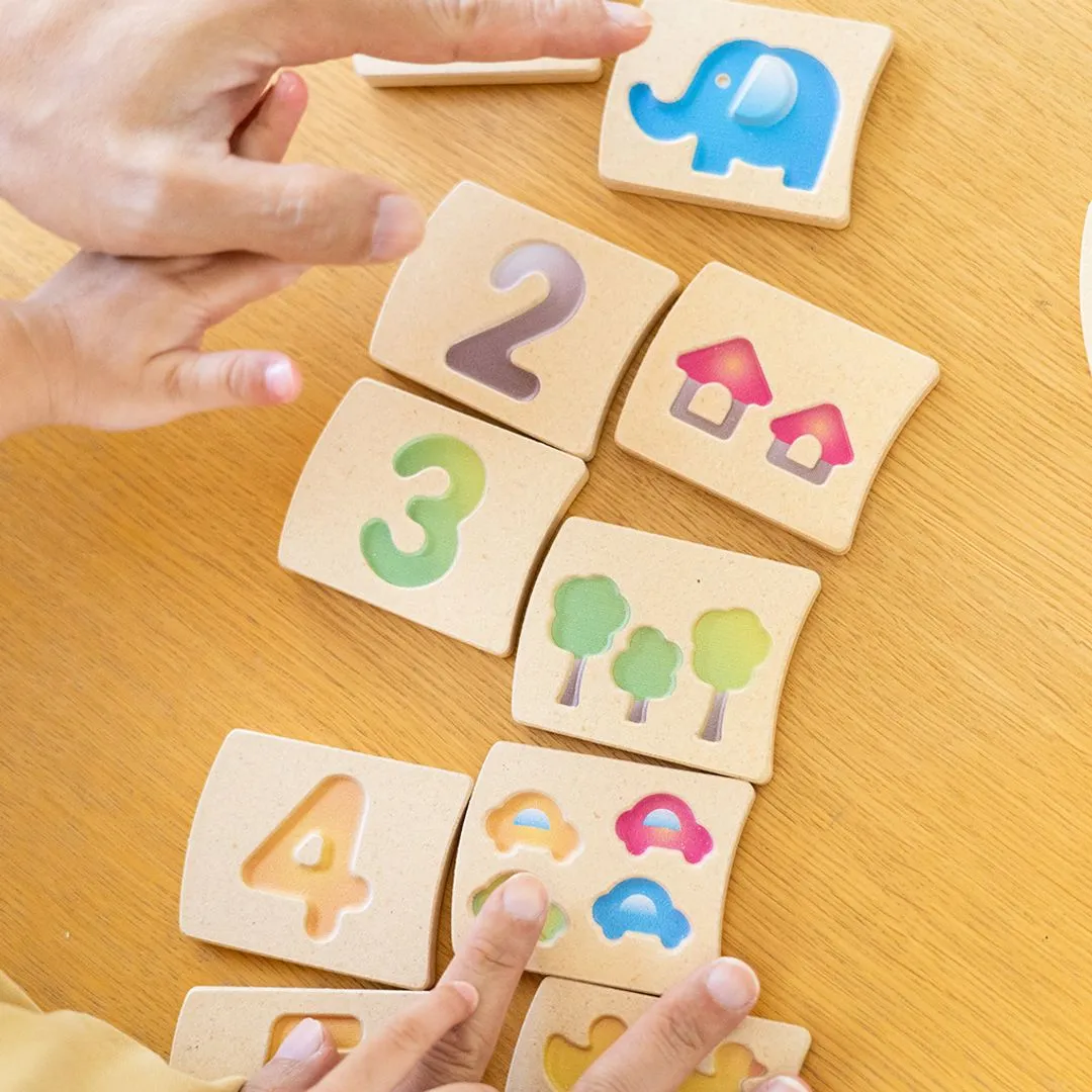 PlanToys Number 1-10 tuiles chiffres bois 20 pièces