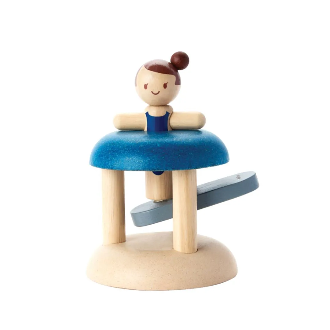 PlanToys Jumping Gymnast jouet pression bois bébé