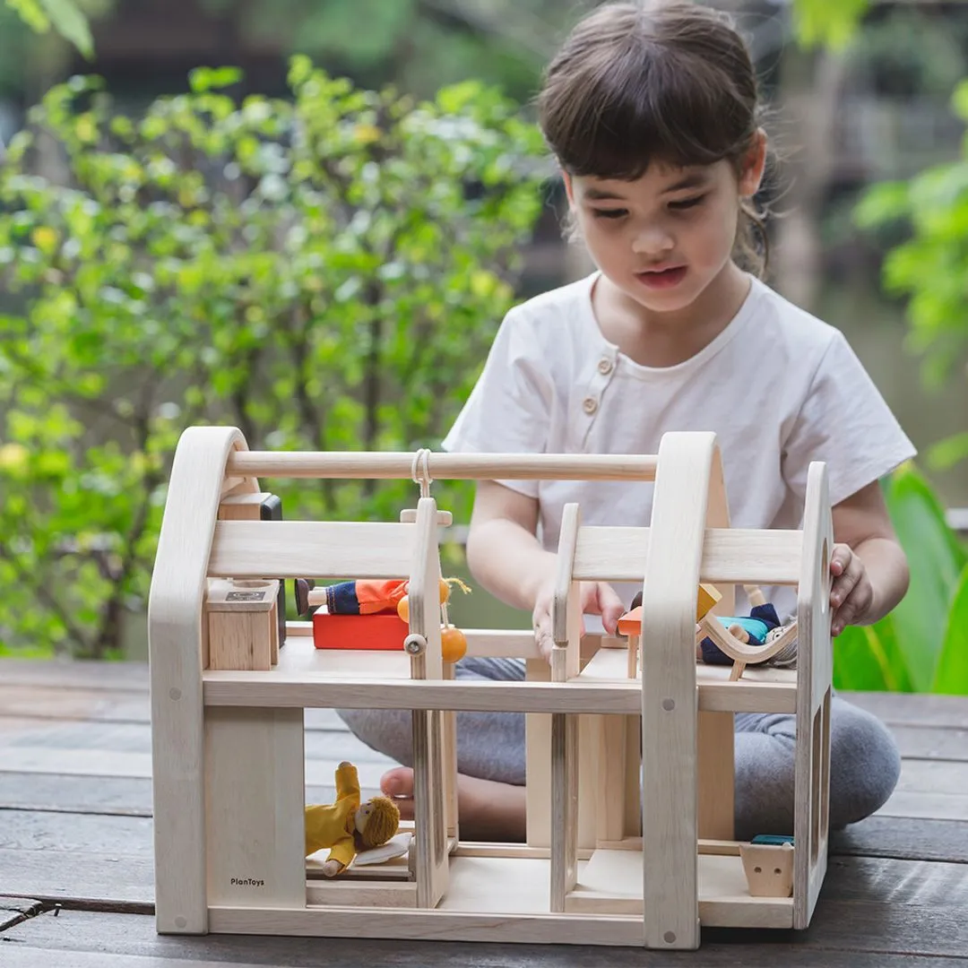 PlanToys Slide N Go Dollhouse maison poupée 20 pièces bois