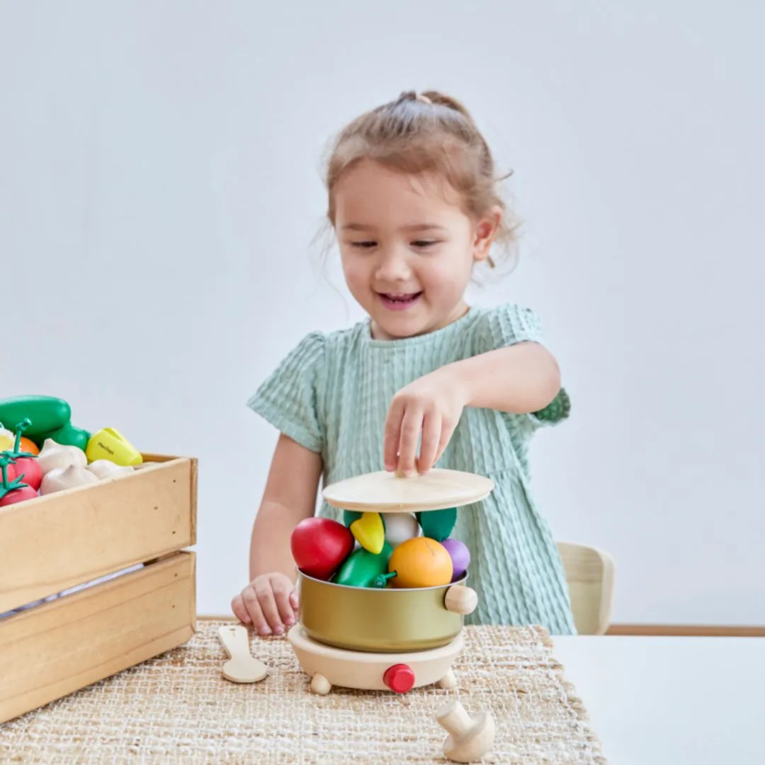 PlanToys Cookery Set dinette bois 2 ans pot et poêle