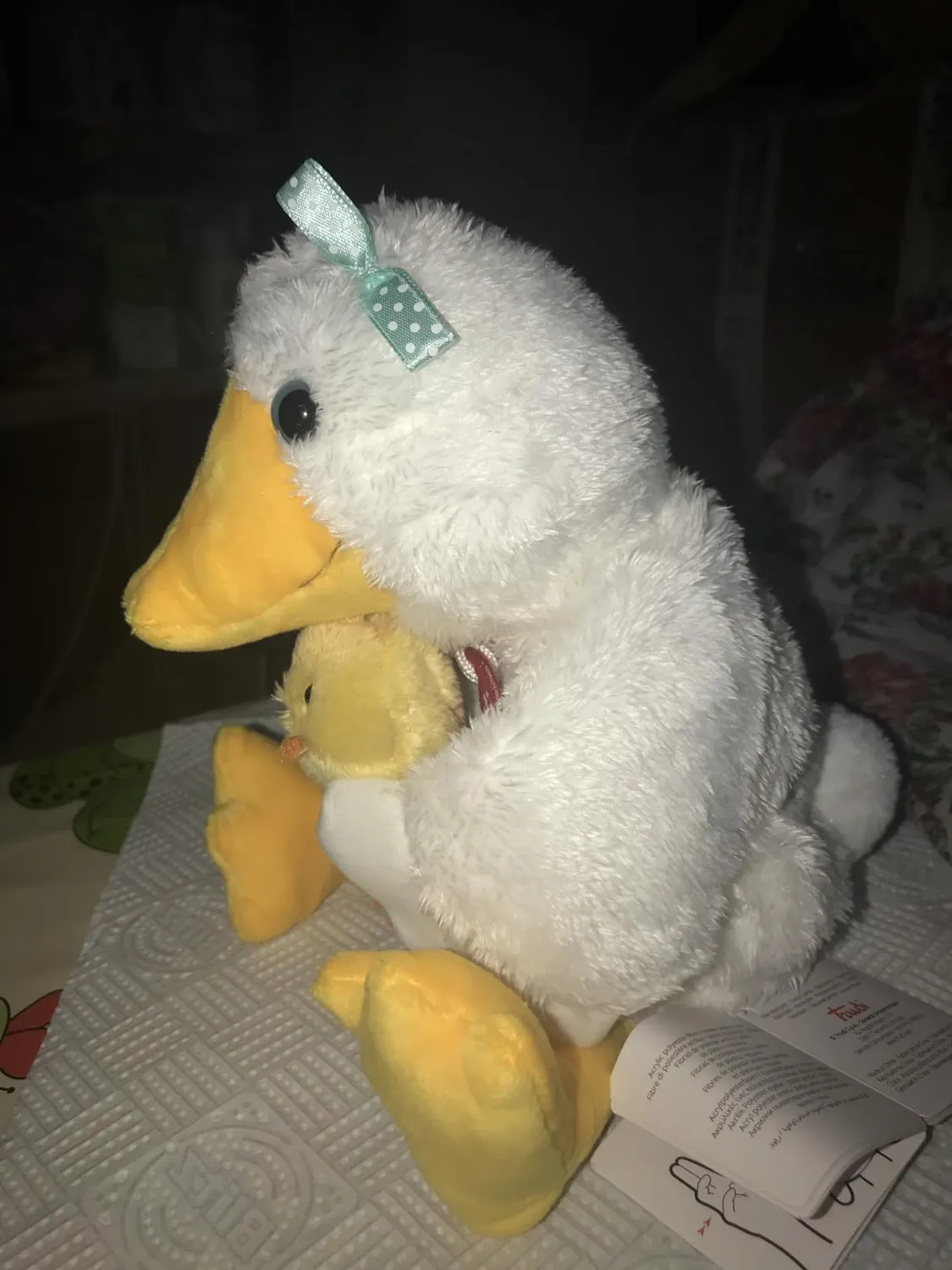 Trudi Sevi Mama & Baby marionnette oie peluche lavable