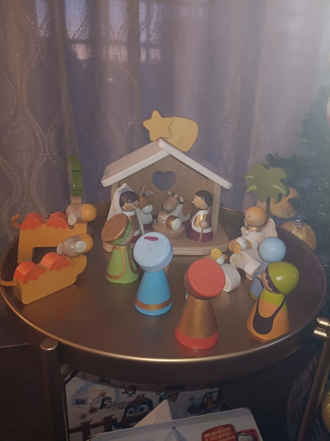 Trudi Sevi Classique crèche bergers musiciens bois 5 pièces
