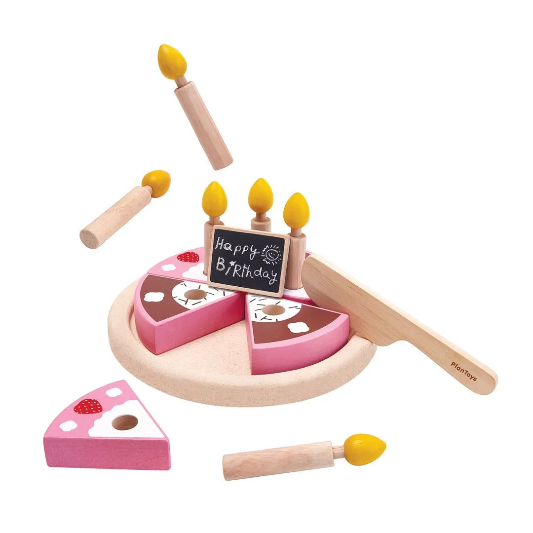 PlanToys Birthday Cake Set gâteau bois 2 ans 6 parts