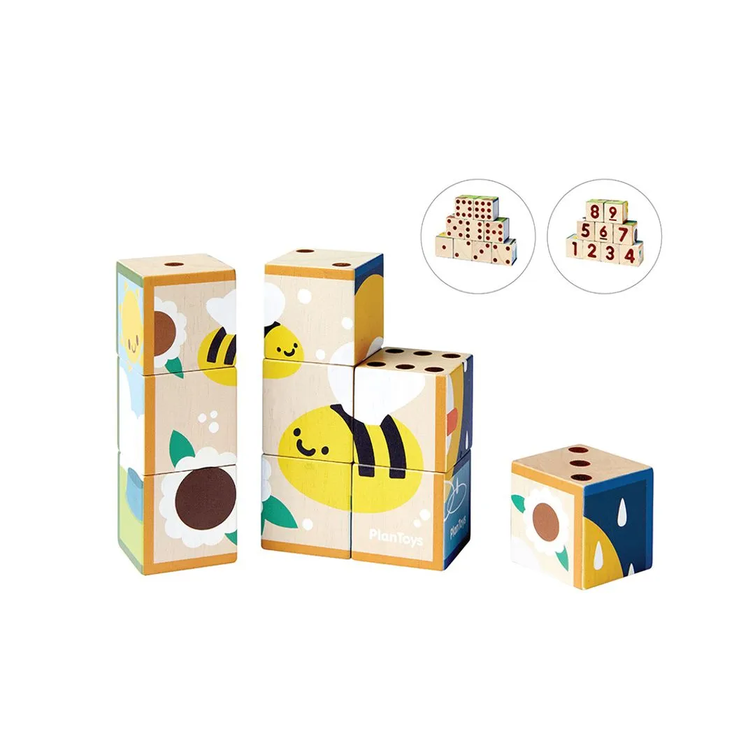 PlanToys Animal Puzzle Cubes puzzle bois 9 cubes