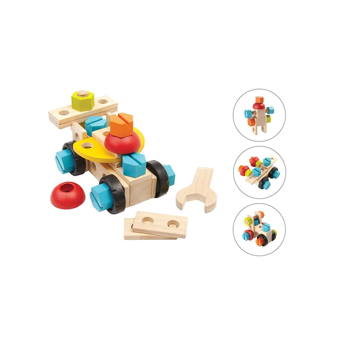 PlanToys Construction Set coffret 40 pièces bois