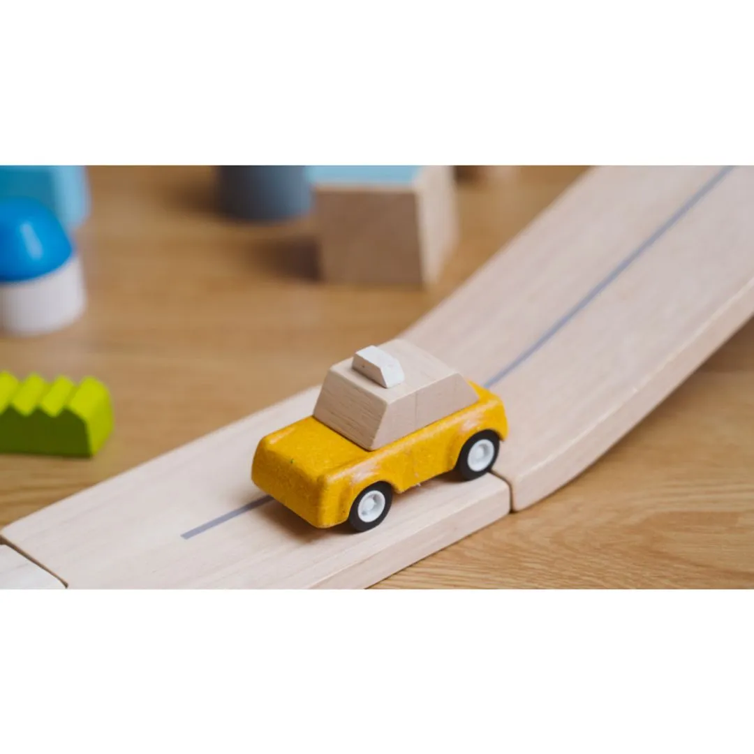 PlanToys Yellow Taxicab voiture bois taxi jaune