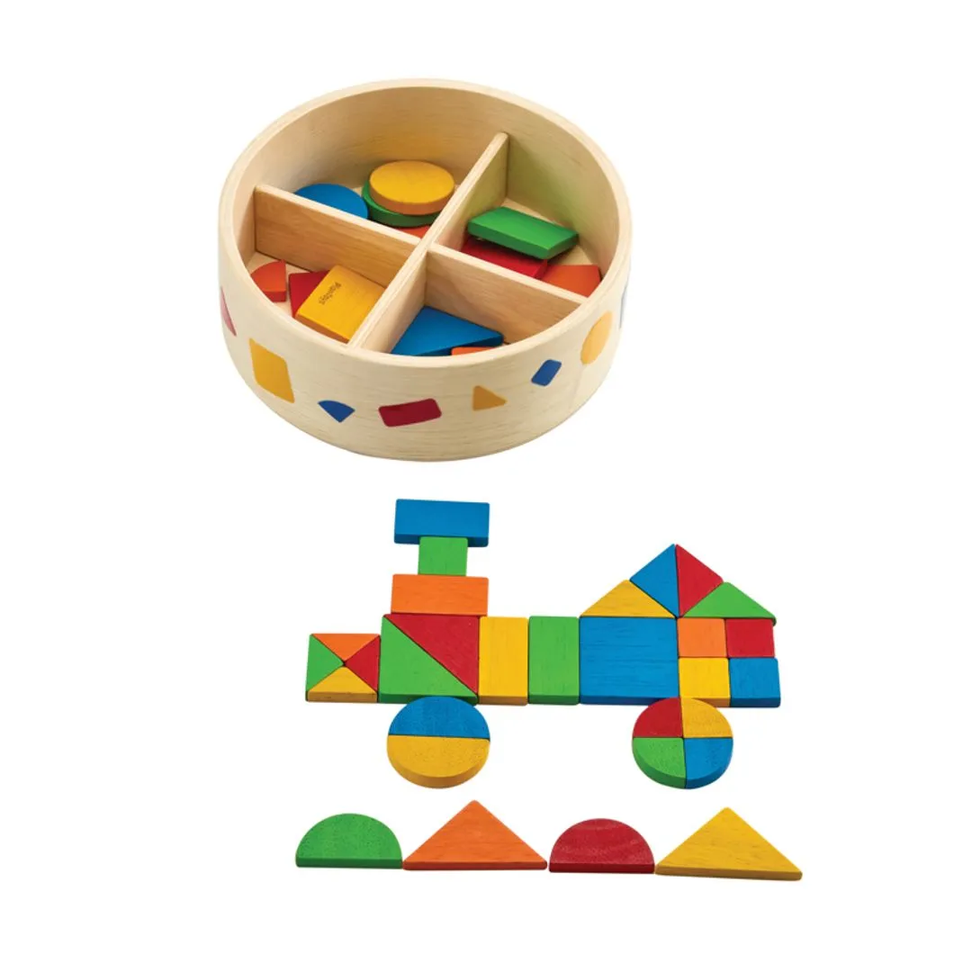 PlanToys Mosaic jeu de mosaïque bois 45 pièces couleurs