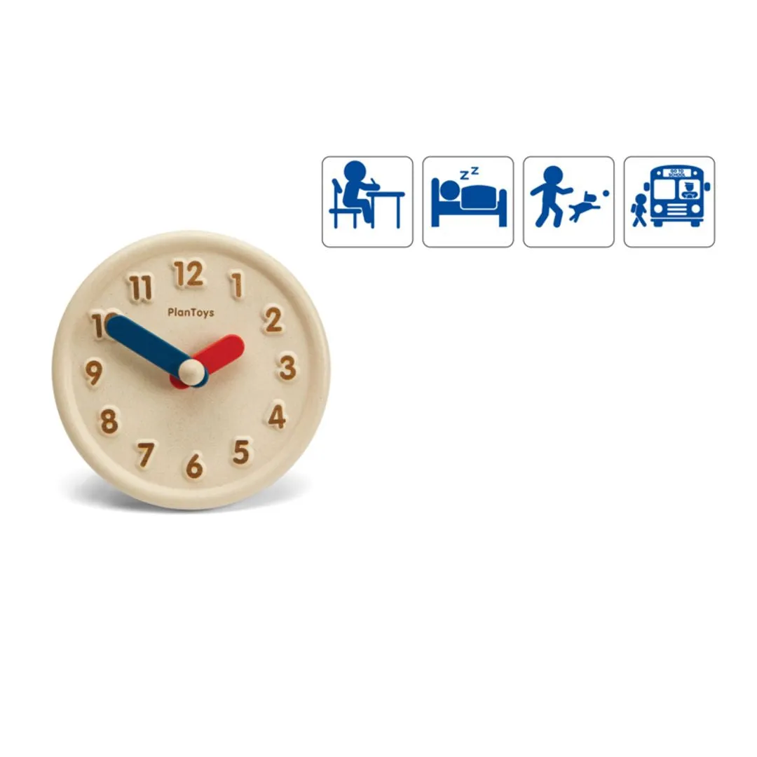 PlanToys Activity Clock horloge éducative bois 3 ans