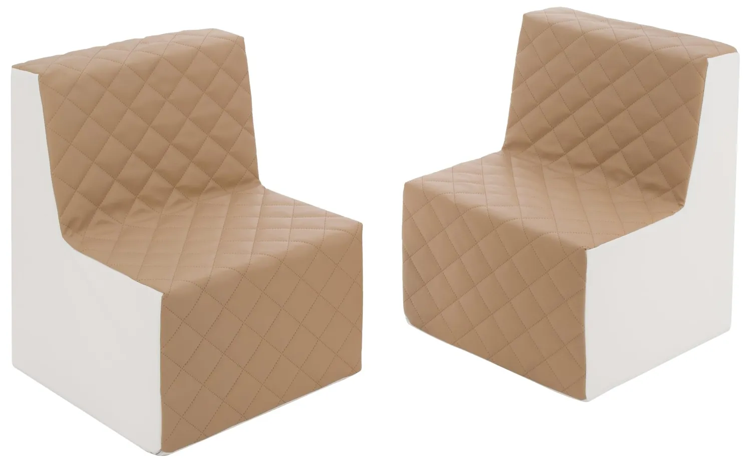 Velinda Repos 2 fauteuils enfant blanc gris éco-cuir