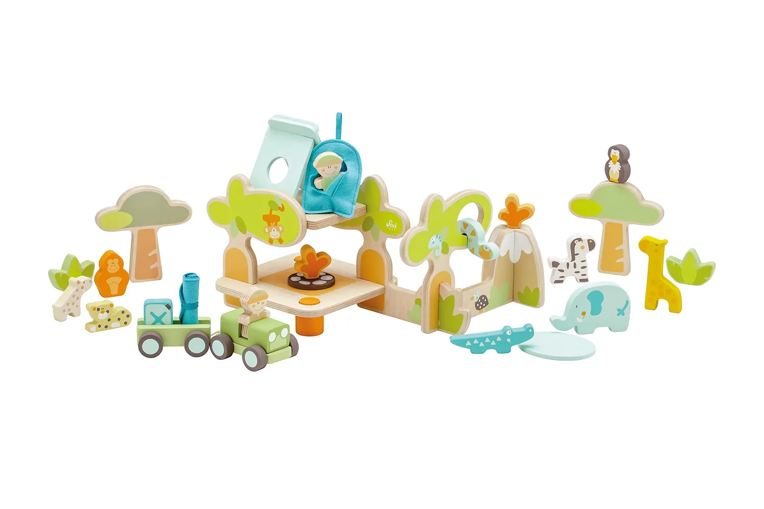 Trudi Sevi 83083 Animals Safari jouet bois explorateurs