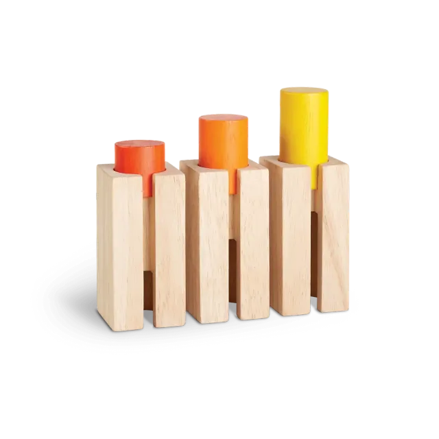 PlanToys Height Depth blocs bois 6 pièces 18 mois
