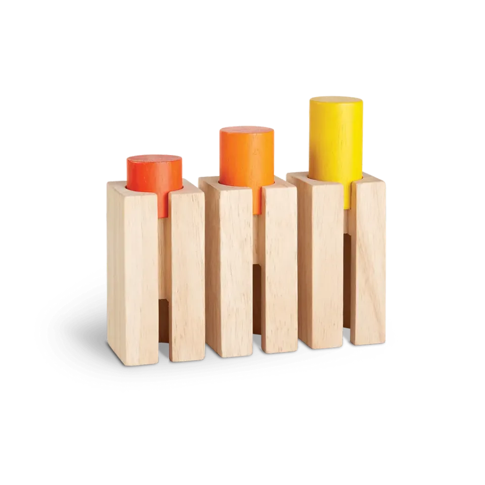 PlanToys Height Depth blocs bois 6 pièces 18 mois