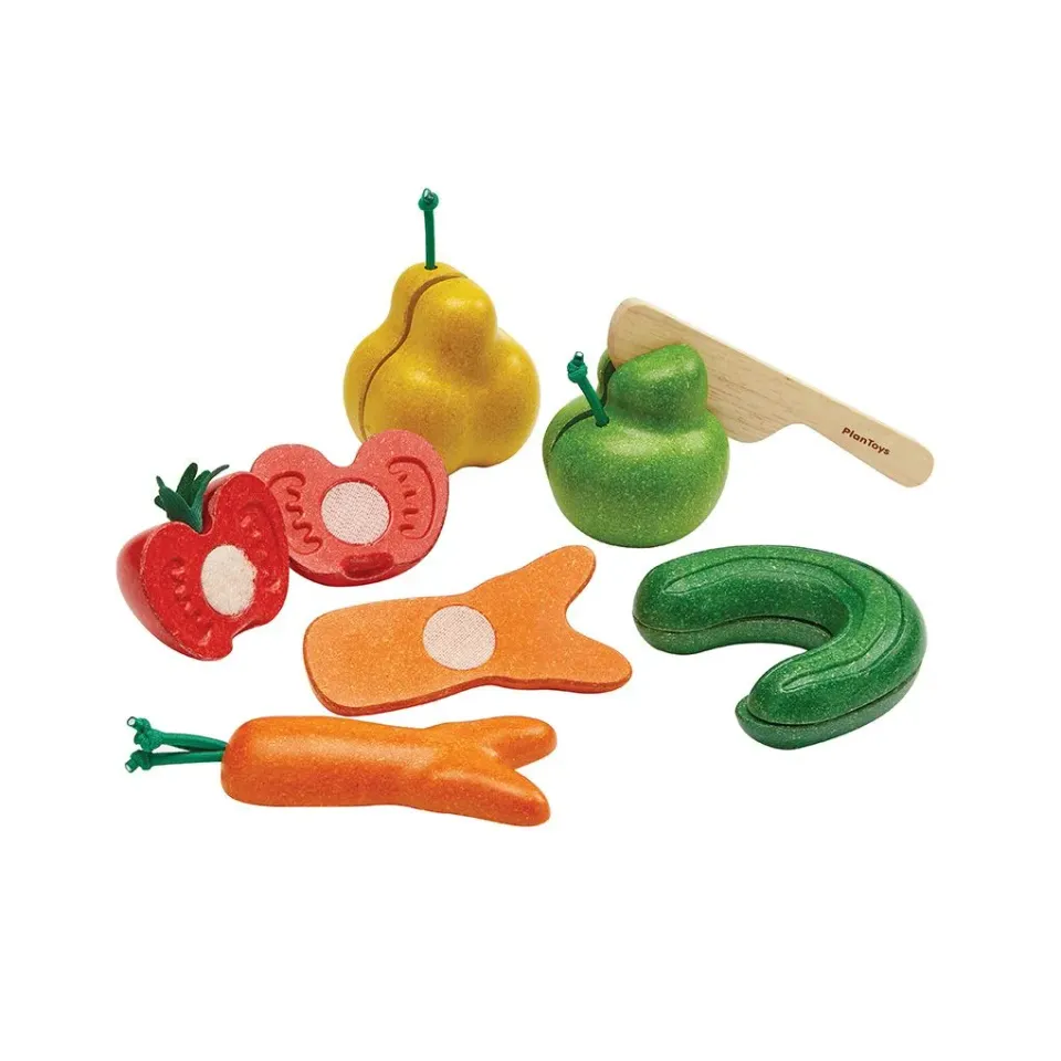 PlanToys Wonky Fruits et Légumes à Découper Bois 5 pièces