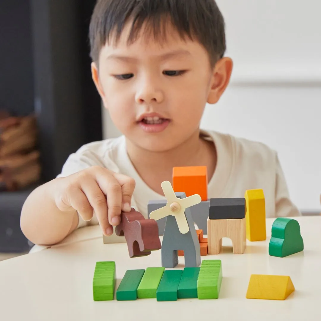 PlanToys Country Blocks blocs ferme bois 27 pièces