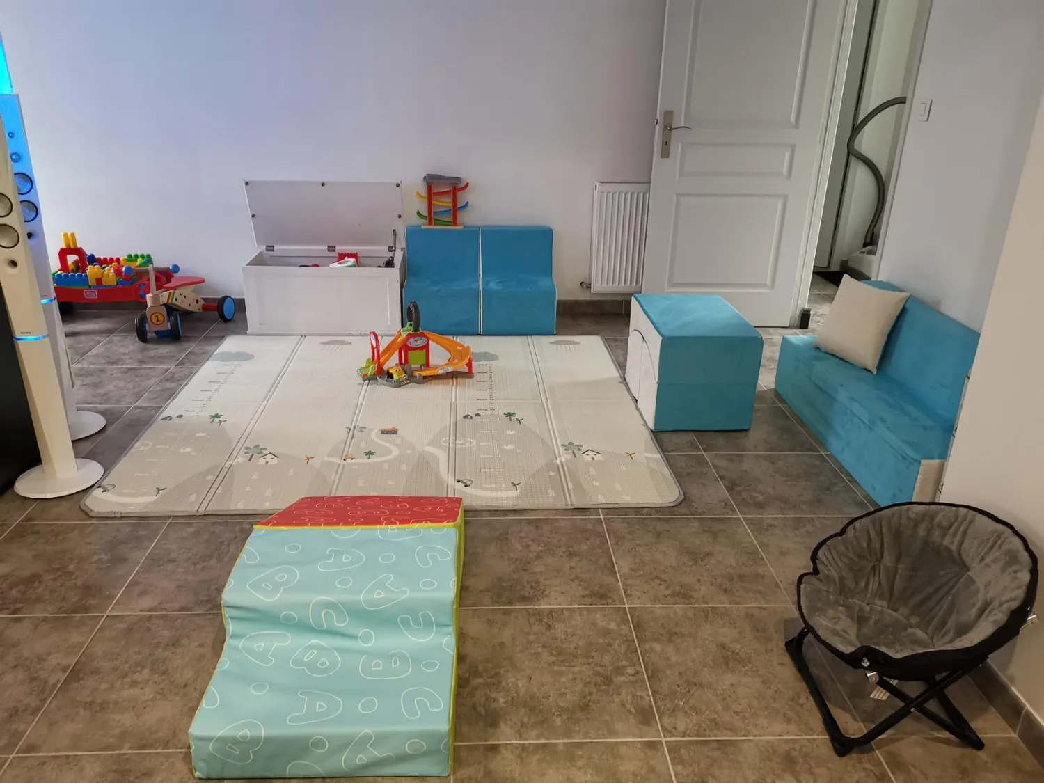 Velinda ensemble canapé enfant beige-gris 4 pièces