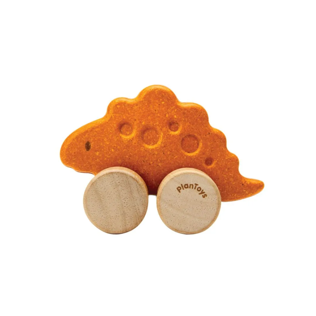 PlanToys Dino Stego Car petite voiture dino jaune à pousser